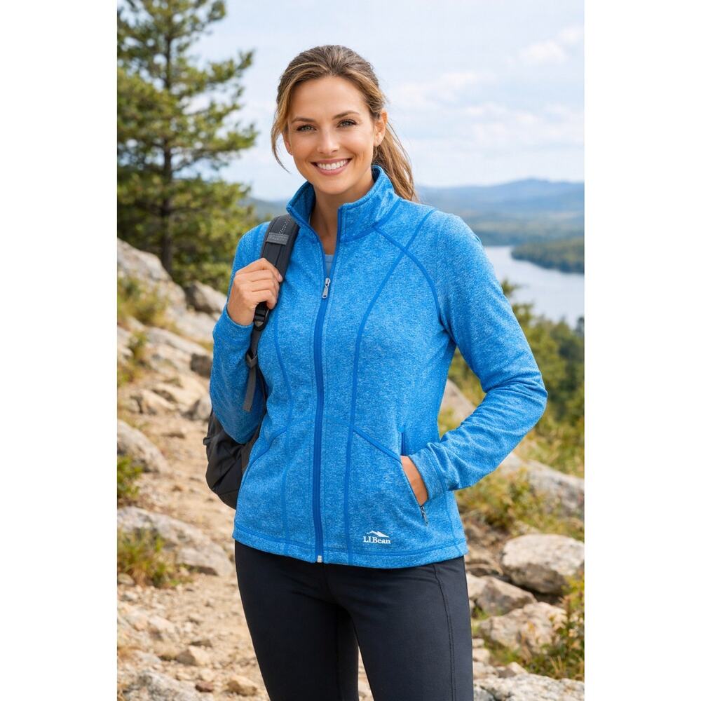 L.L. Bean Women’s Medium Full Zip Performance Jacket Blue Stretch Athletic - Picture 1 of 16